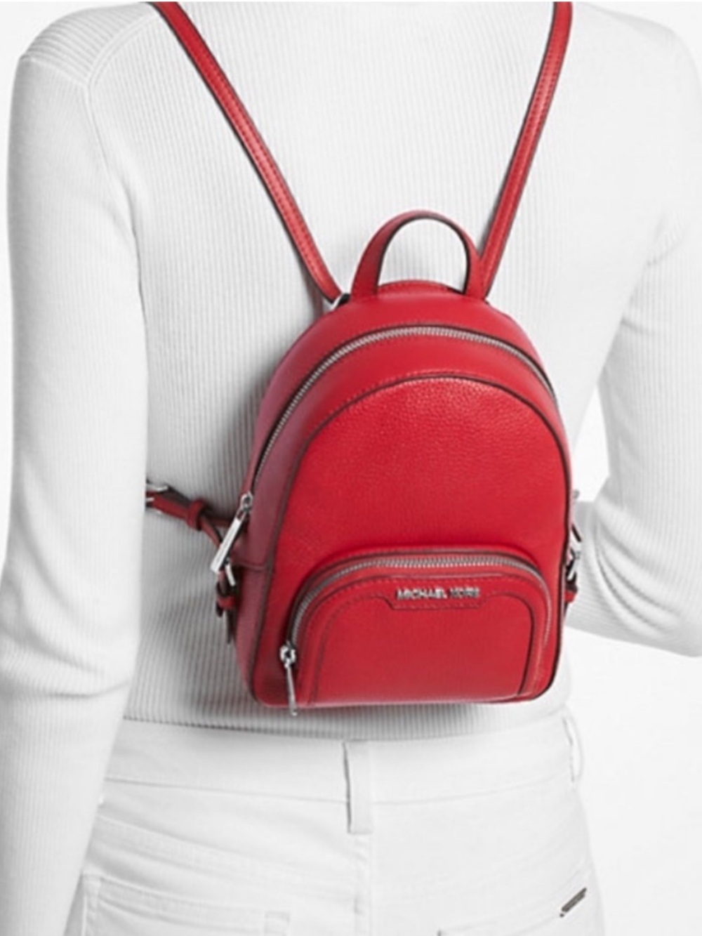 Michael Kors Red Pebbled Leather Mini Backpack Crossbody - Picture 4 of 4